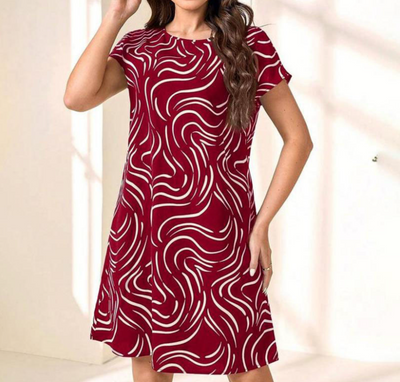 Lucita | Abstrakter Druck Rundhalsausschnitt Kleid für Damen