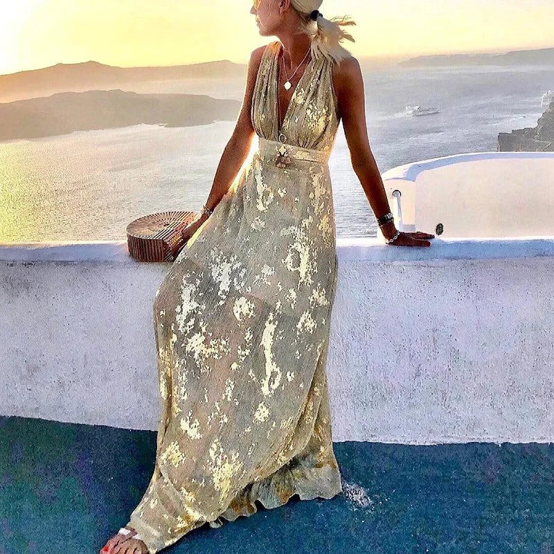 Albina - Hladké šaty s výstrihom do V a flitrovou výzdobou