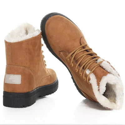 Botas de invierno para mujer con forro polar - Botines cálidos con cordones