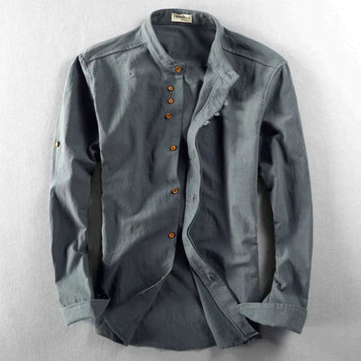 Modernes Slim Fit Hemd mit Stehkragen und langen Ärmeln