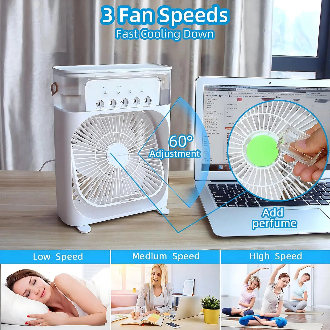 Pro 3-in-1 AirCooler - Ventilator, Klimagerät und Luftbefeuchter mit LED-Farbbeleuchtung