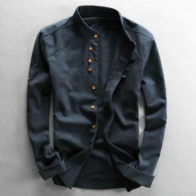 Modernes Slim Fit Hemd mit Stehkragen und langen Ärmeln