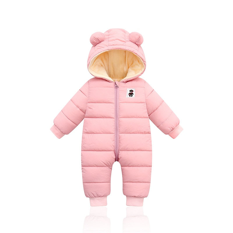 Warmer und kuscheliger Baby-Winterstrampler mit Ohren