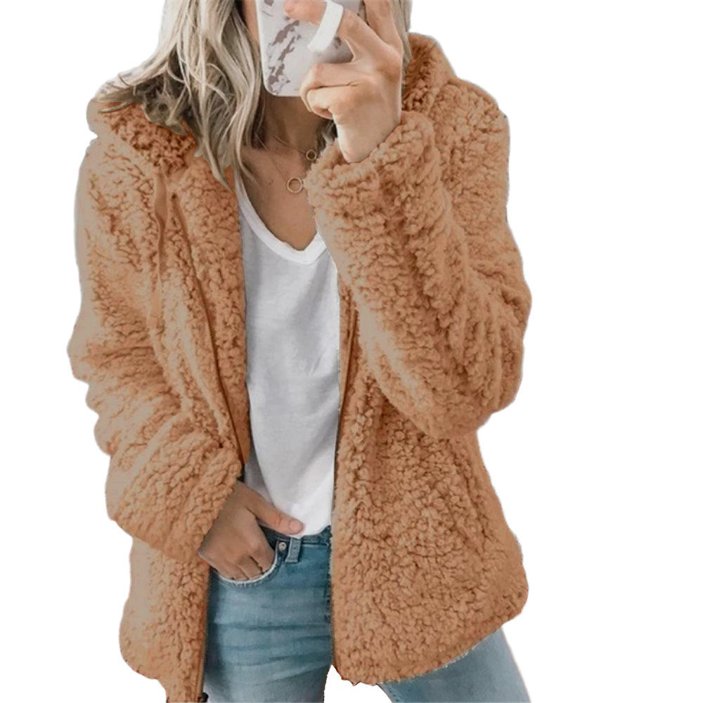 Warme Plüsch-Winterjacke für Frauen mit Kapuze | Weich und flauschig
