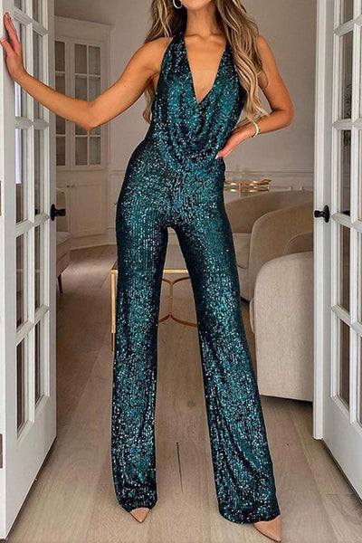 Eliea - Schicker, schillernder Pailletten-Jumpsuit