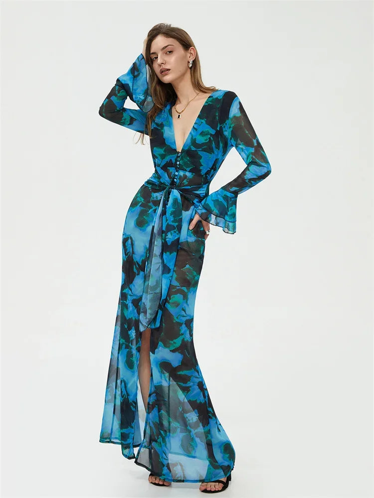 Corinne | Τυπωμένο διαχωρισμένο φόρεμα για γυναίκες