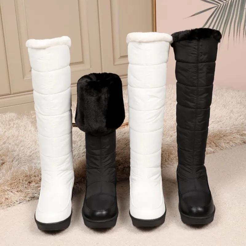 Botas de invierno para mujer con forro de piel: hasta la rodilla y cálidas para los días de nieve.