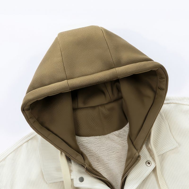 Giacca in velluto con cappuccio per uomo - Foderata