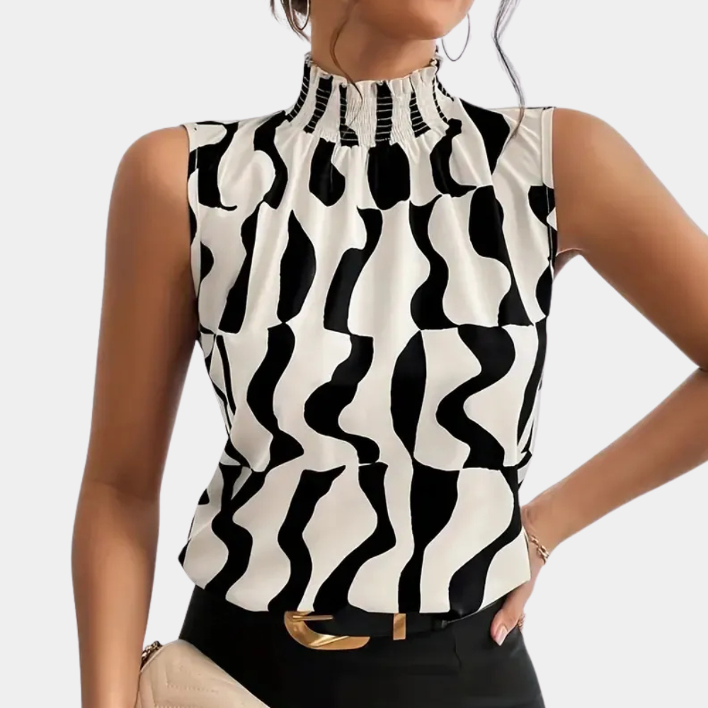 GABRIELLE | Κομψό T-Shirt με ψηλό γιακά