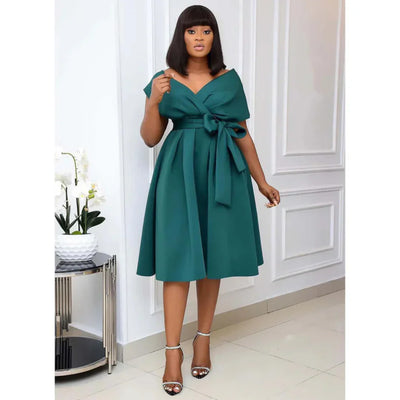 Frauen Elegant A-Linie Kleid Mit Kurzen Ärmeln | Mini