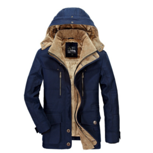 Parka de invierno para hombre, más cálido y acolchado, con capucha | Chaqueta con forro cómodo de piel