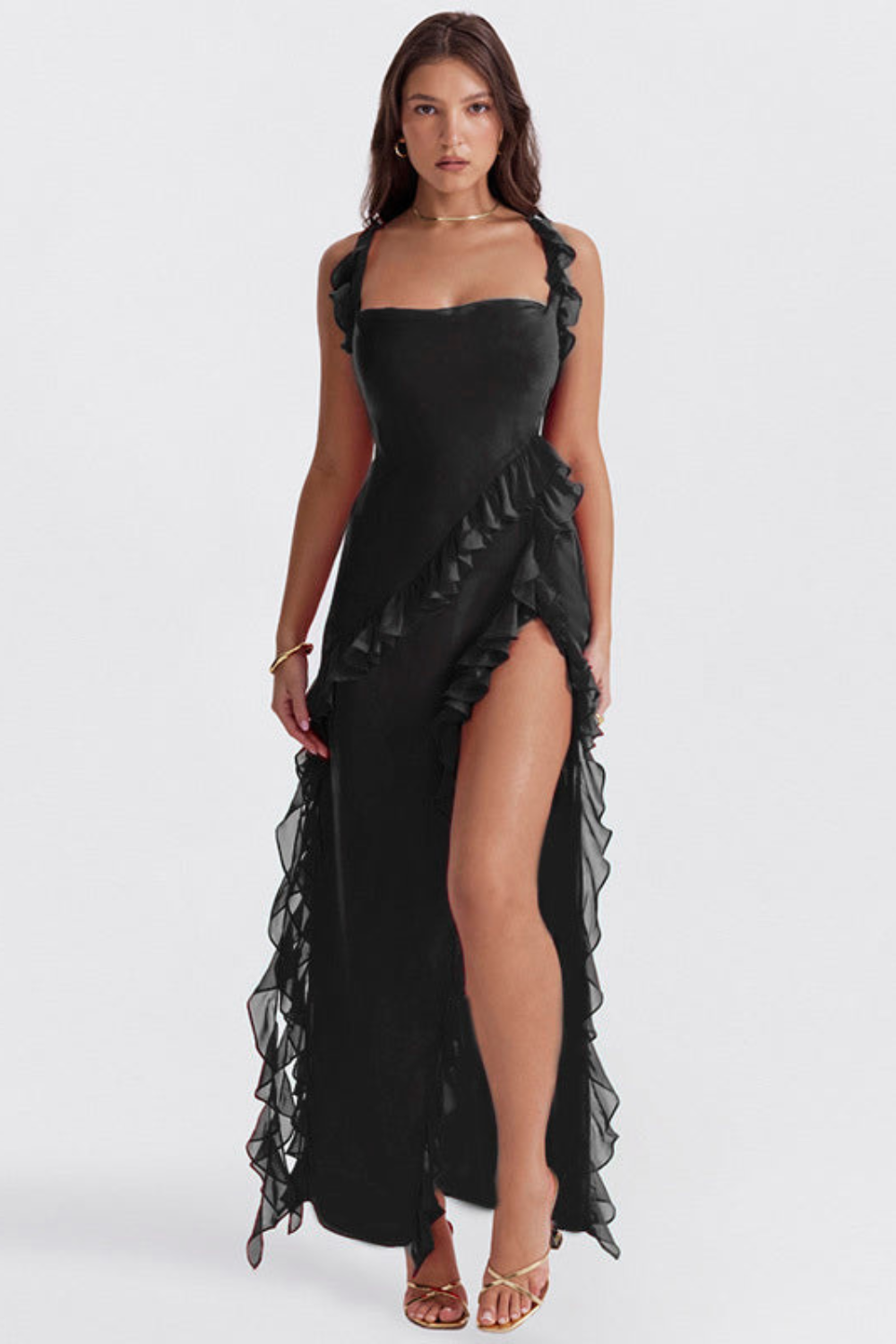 Melantha Rüschenkleid – Elegant, fließend und schick