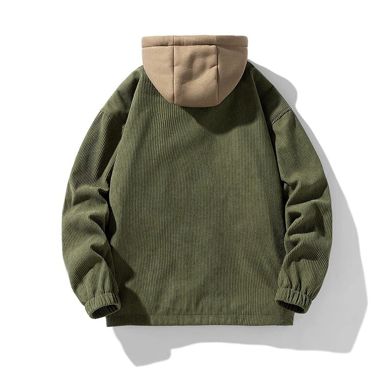 Giacca in velluto con cappuccio per uomo - Foderata