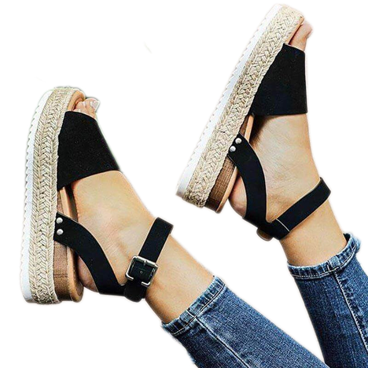 Damen Sommersandalen | Plateausandale | Verstellbarer Riemen