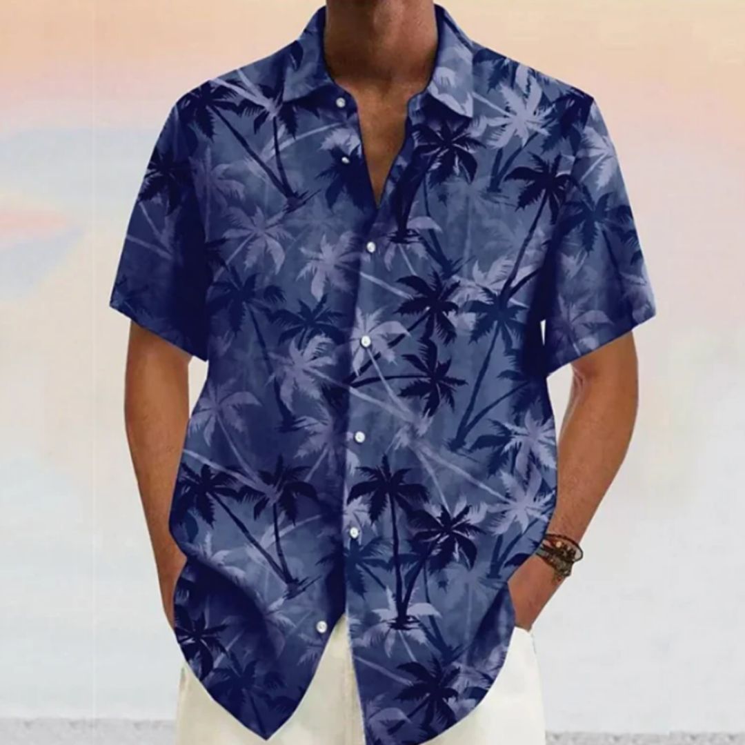 Vicente - Camicia leggera con stampa di noci di cocco