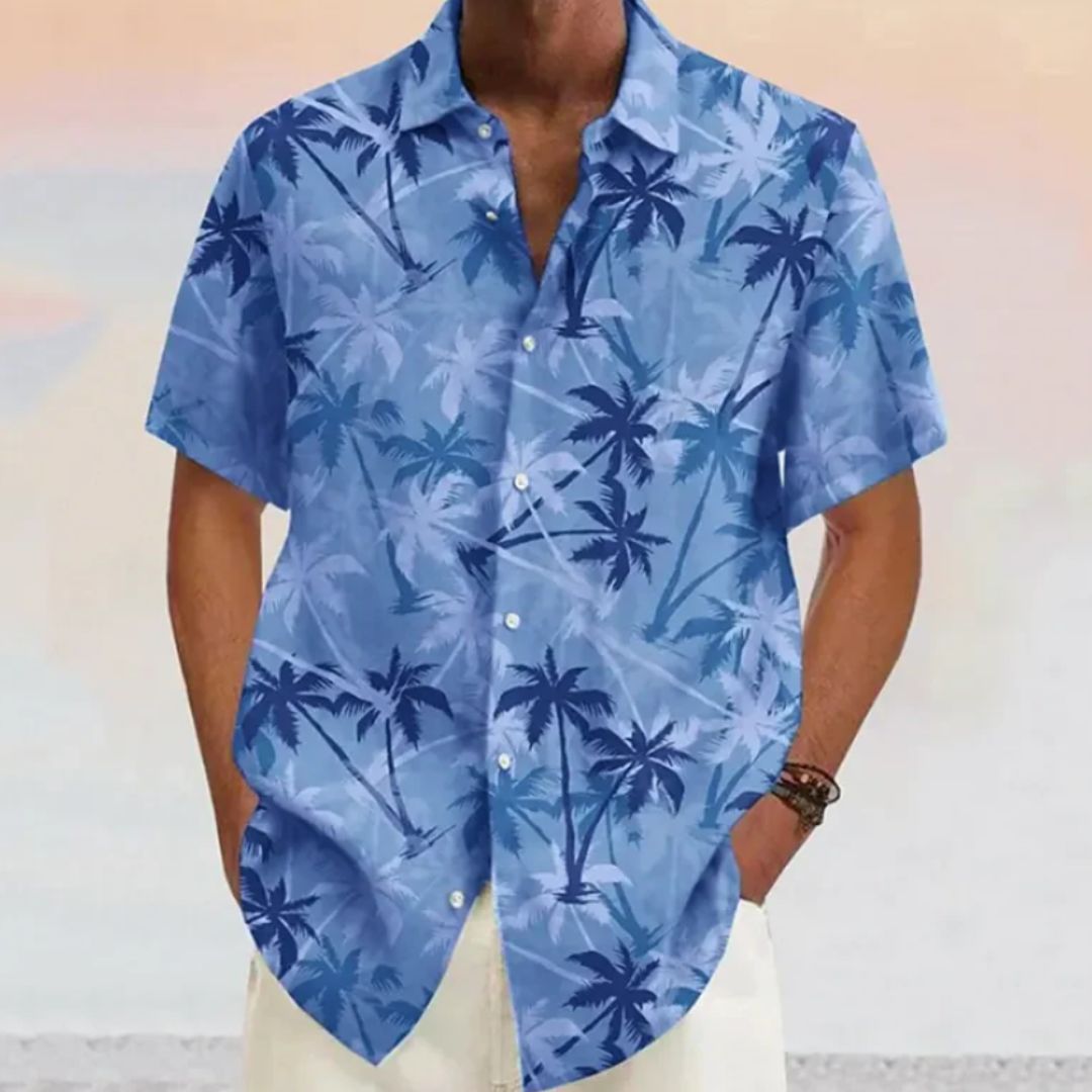 Vicente - Camicia leggera con stampa di noci di cocco