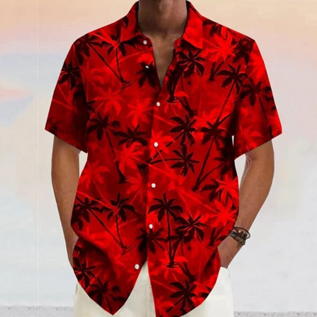 Vicente - Camicia leggera con stampa di noci di cocco