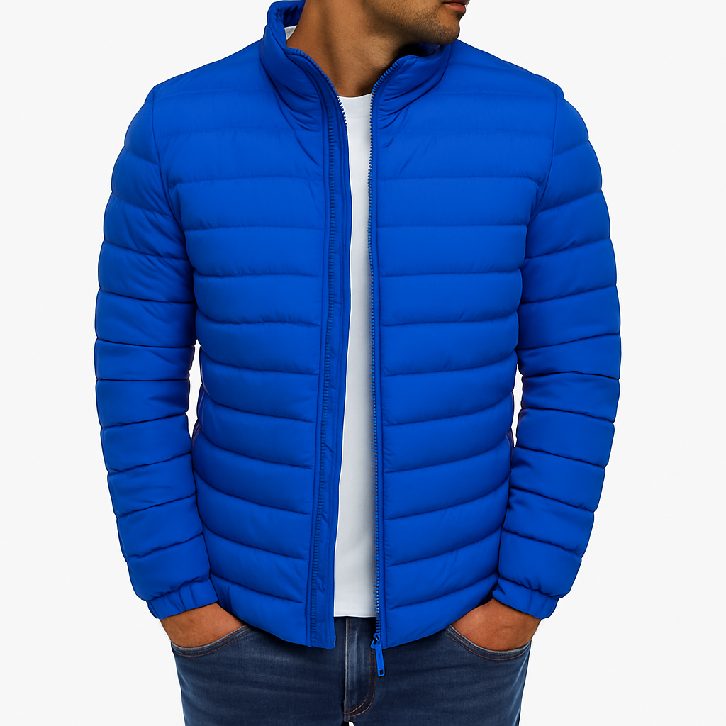 Stylish luxury down jacket dark blue