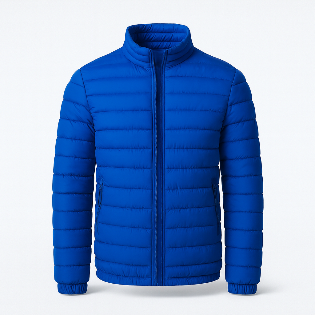 Stylish luxury down jacket dark blue