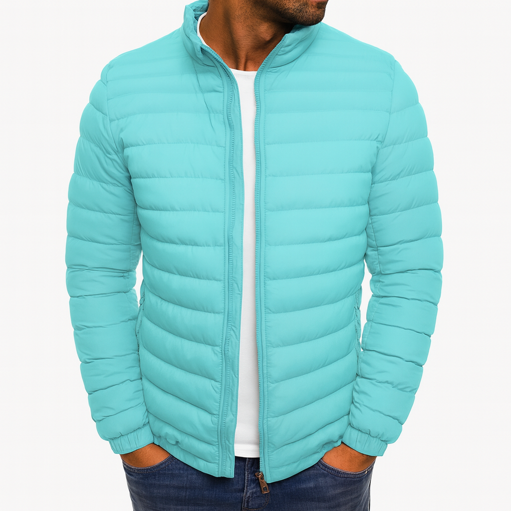 Stylish luxury down jacket sky blue