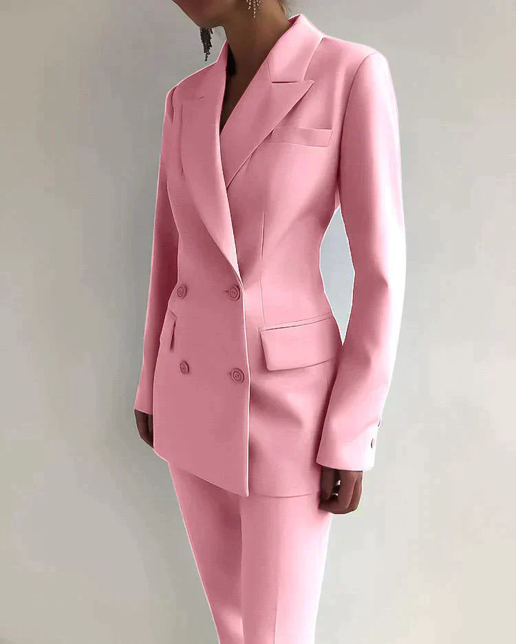 Zweiteiliges Damenset mit Blazer und schmal geschnittener Hose