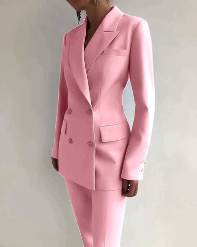 Zweiteiliges Damenset mit Blazer und schmal geschnittener Hose