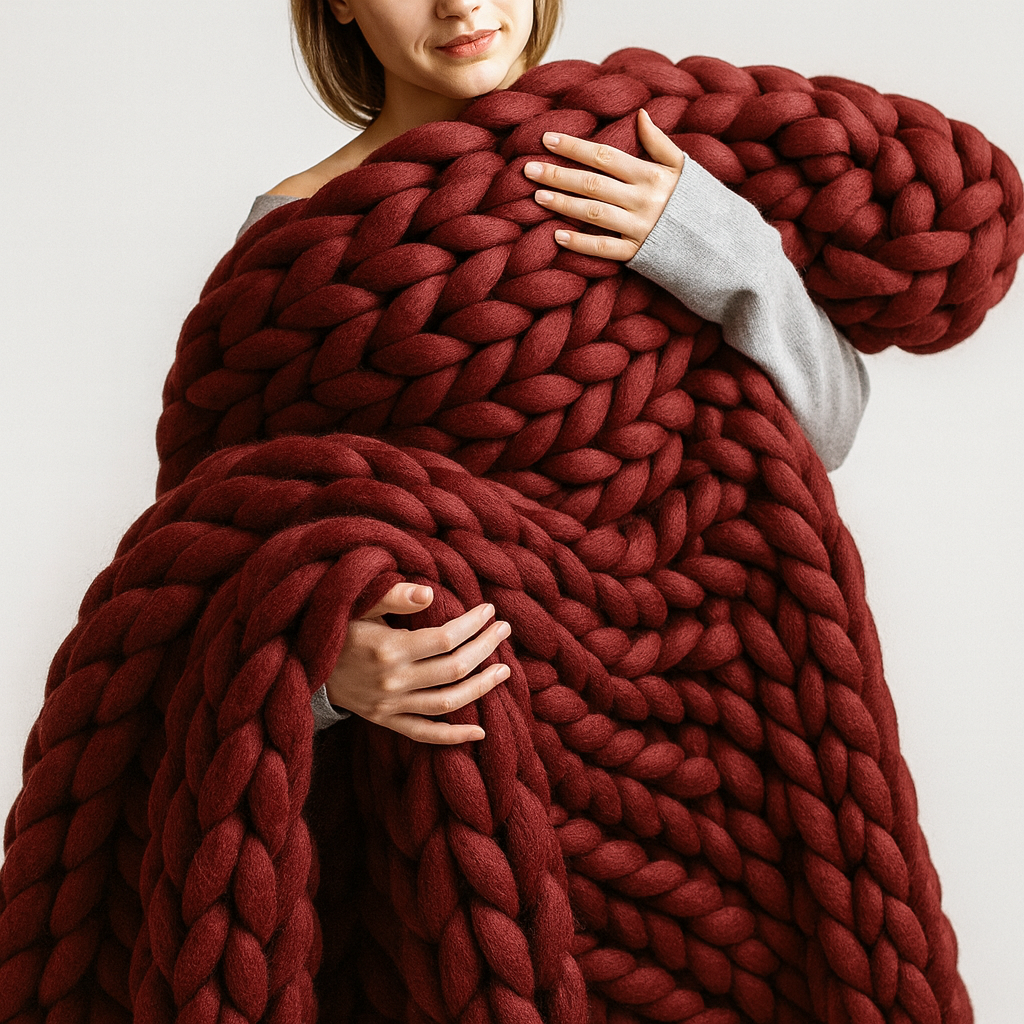 Winter Warm Wool Knitting Set burgundy