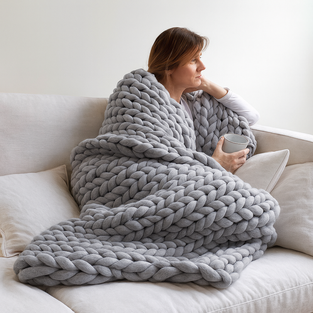 Winter Warm Wool Knitting Set light gray