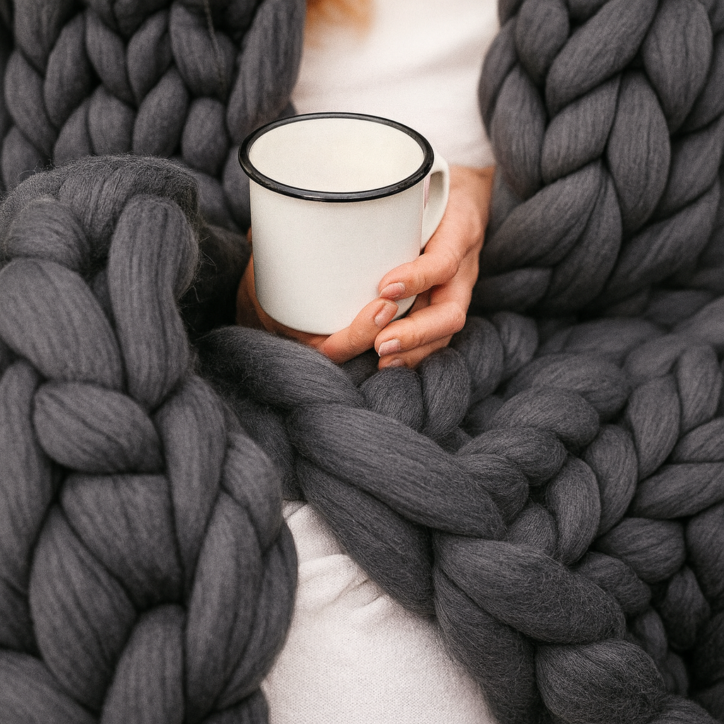 Winter Warm Wool Knitting Set dark gray