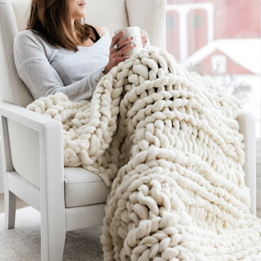 Winter Warm Wool Knitting Set  white