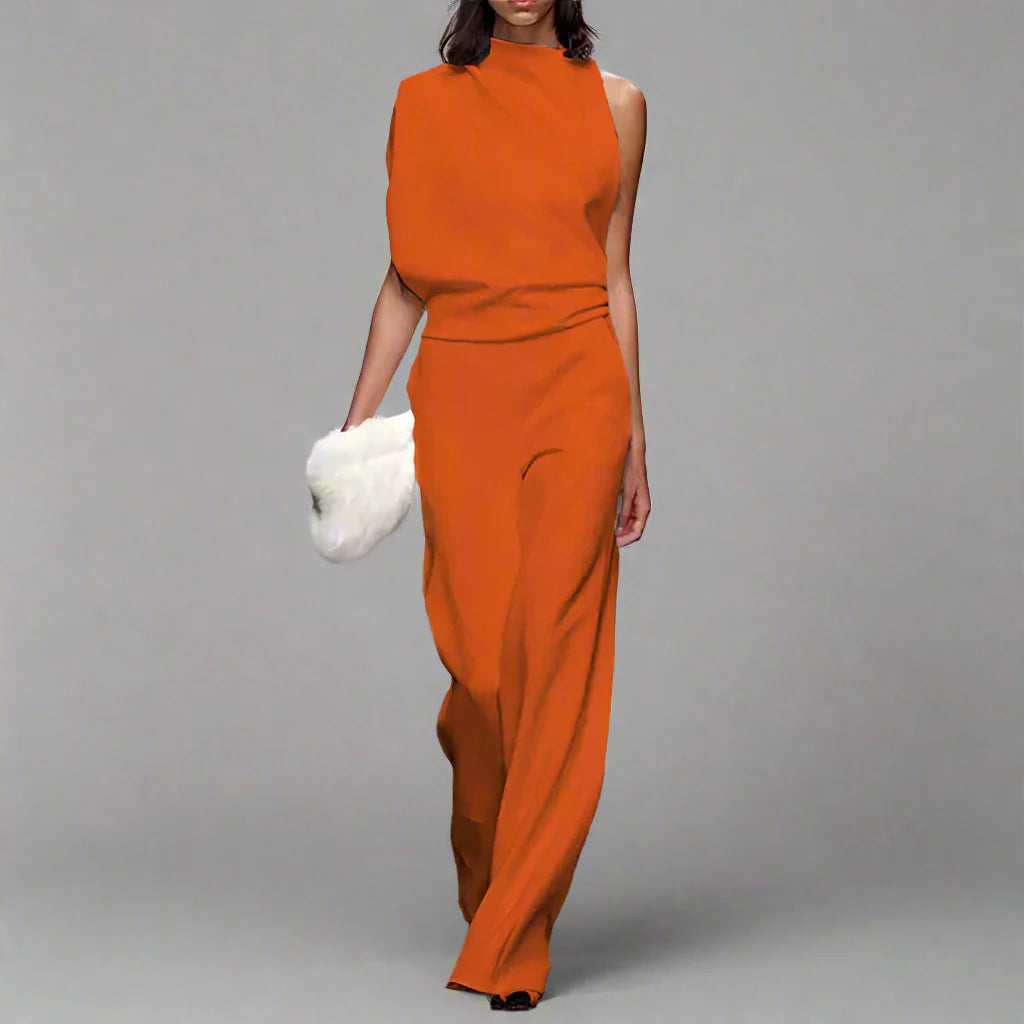 Mono de pierna ancha para mujer | Elegante de un solo hombro