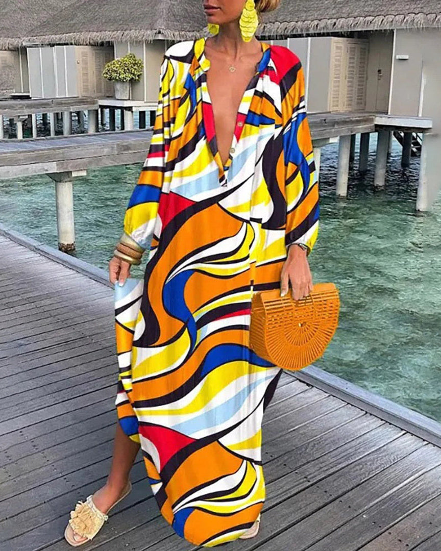 Dorinne | Boho jarné šaty pre dámy - Štýlové dlhé šaty s vzdušnými rukávmi