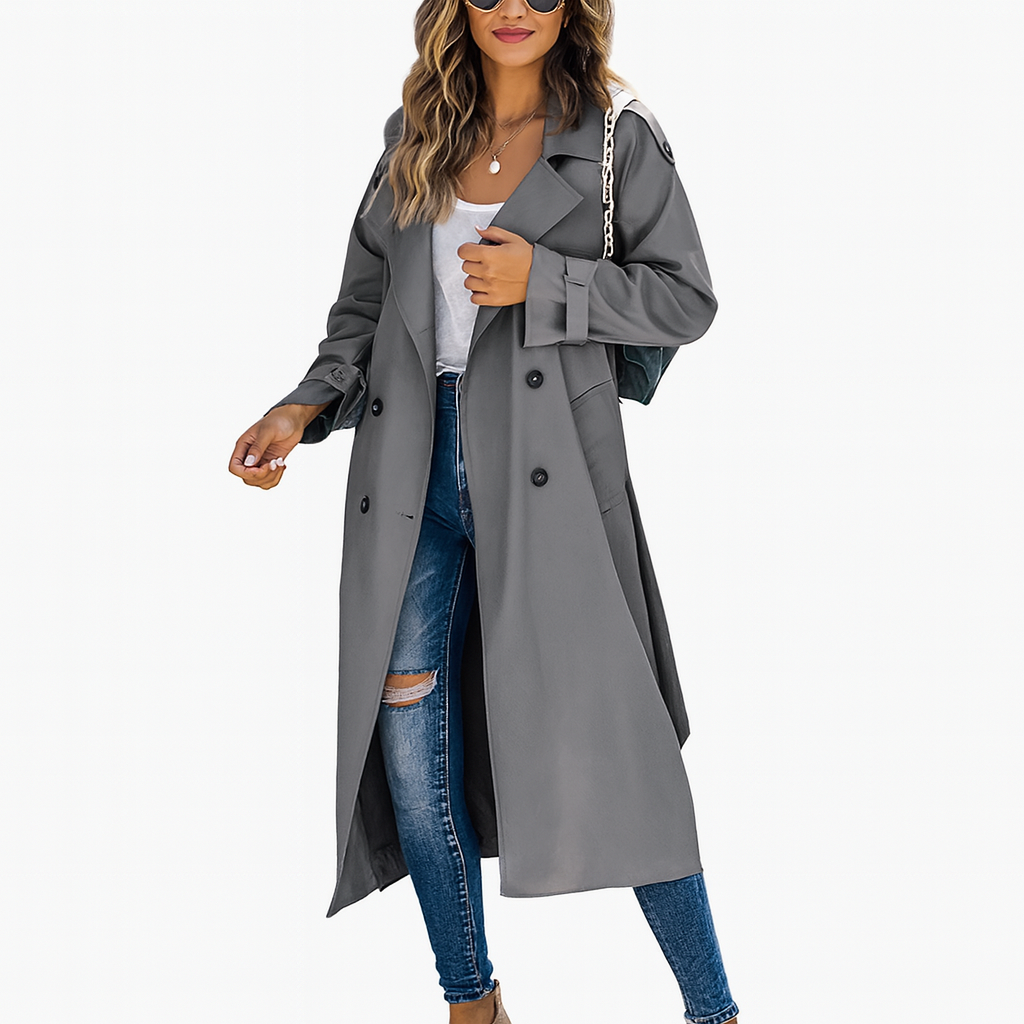Women's Long Trench Coat gray