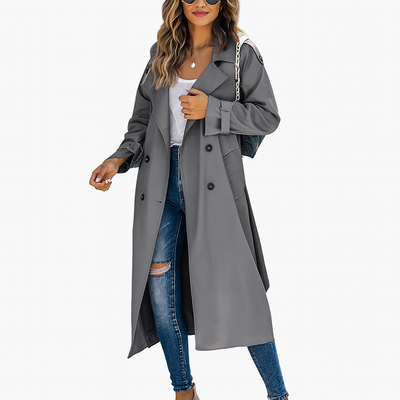 Women's Long Trench Coat gray