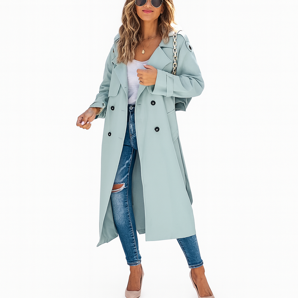 Women's Long Trench Coat blue