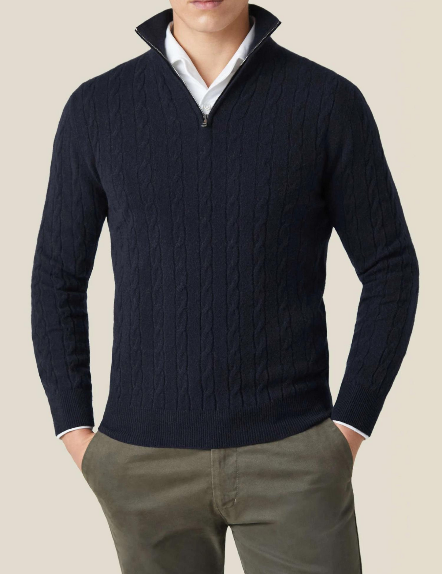 Maglione con cerniera - struttura a trecce e calore regolabile