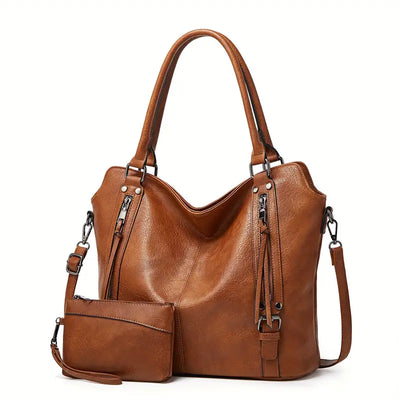 Stylische Retro-Tasche mit mehreren Fächern aus weichem Leder