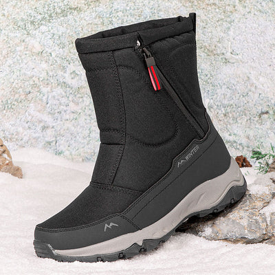 Botas de invierno para mujer con cremallera lateral: botas de nieve impermeables, antideslizantes y duraderas con forro cálido.