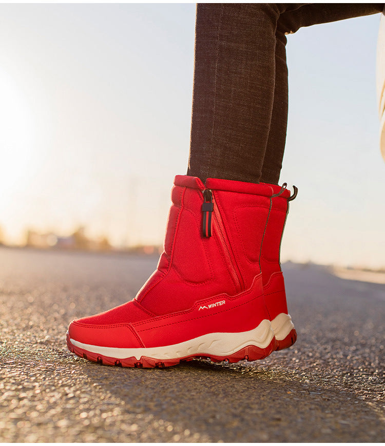 Botas de invierno para mujer con cremallera lateral: botas de nieve impermeables, antideslizantes y duraderas con forro cálido.