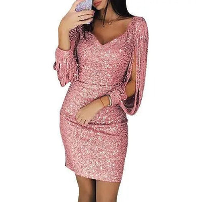 Anika | Elegantes Damen Pailletten-Midi-Kleid | Glamourös, figurbetont & stilvoll