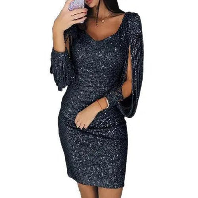 Anika | Elegantes Damen Pailletten-Midi-Kleid | Glamourös, figurbetont & stilvoll