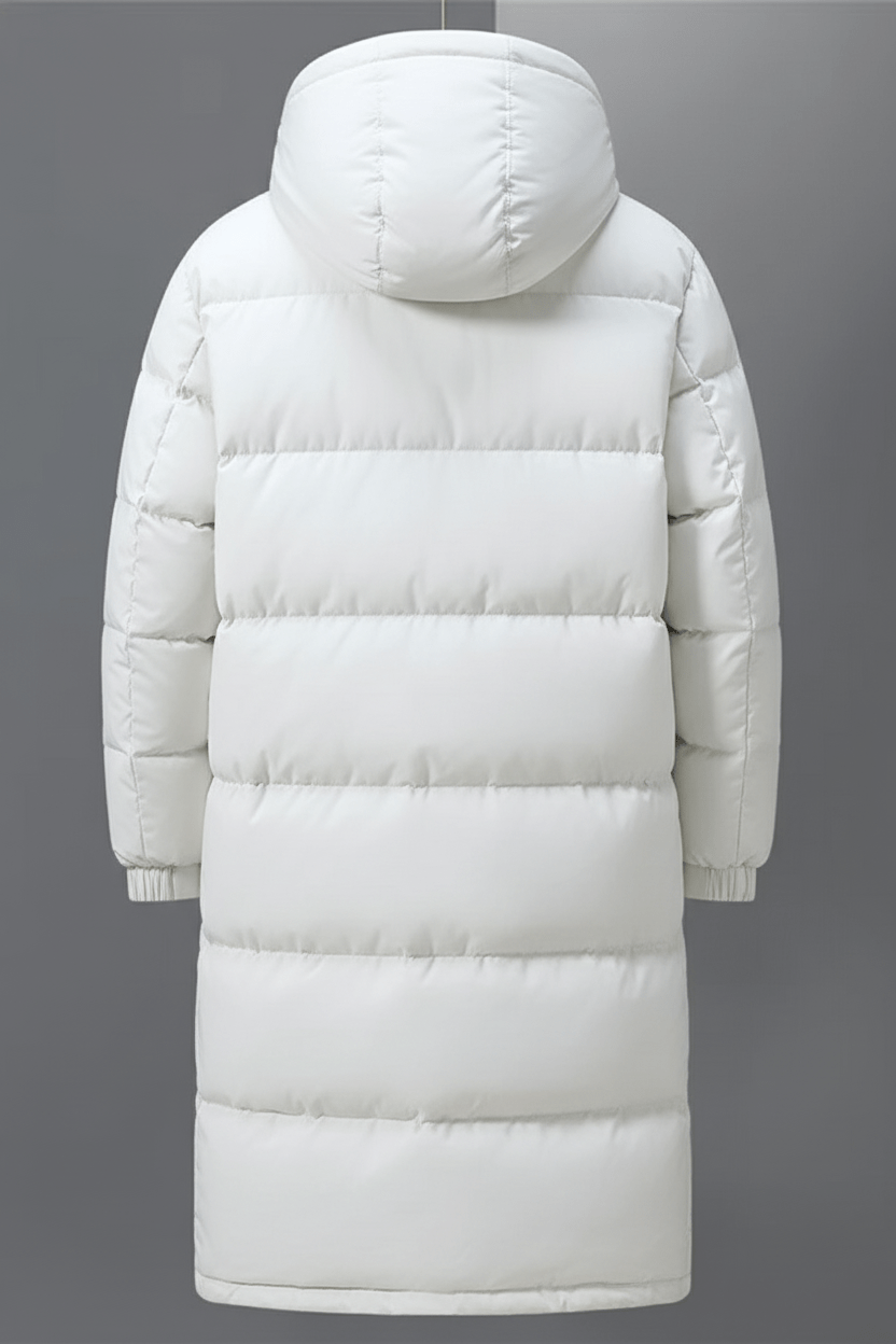 Thick insulated trench coat with hood for men