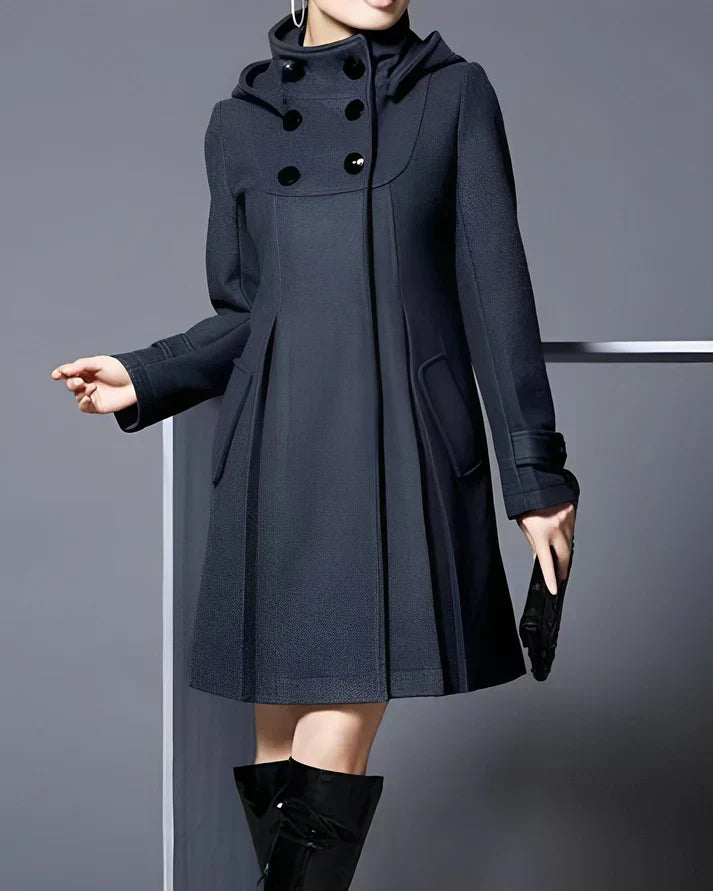 Aria | Eleganter Wollmantel mit Kapuze