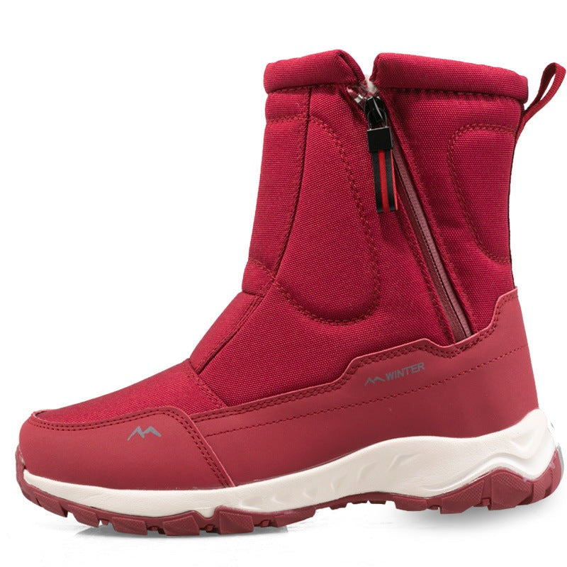 Botas de invierno para mujer con cremallera lateral: botas de nieve impermeables, antideslizantes y duraderas con forro cálido.