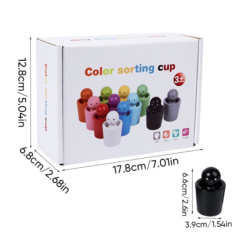 Vasos Montessori para clasificar colores