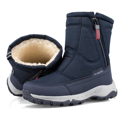 Botas de invierno para mujer con cremallera lateral: botas de nieve impermeables, antideslizantes y duraderas con forro cálido.