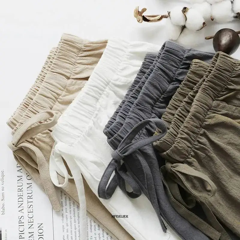 Leinen-Shorts in Übergröße mit hoher Taille für Sommer 2025