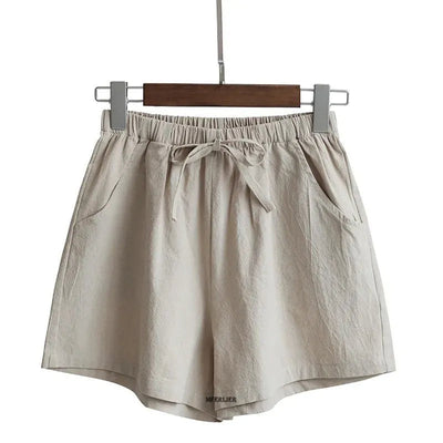 Leinen-Shorts in Übergröße mit hoher Taille für Sommer 2025