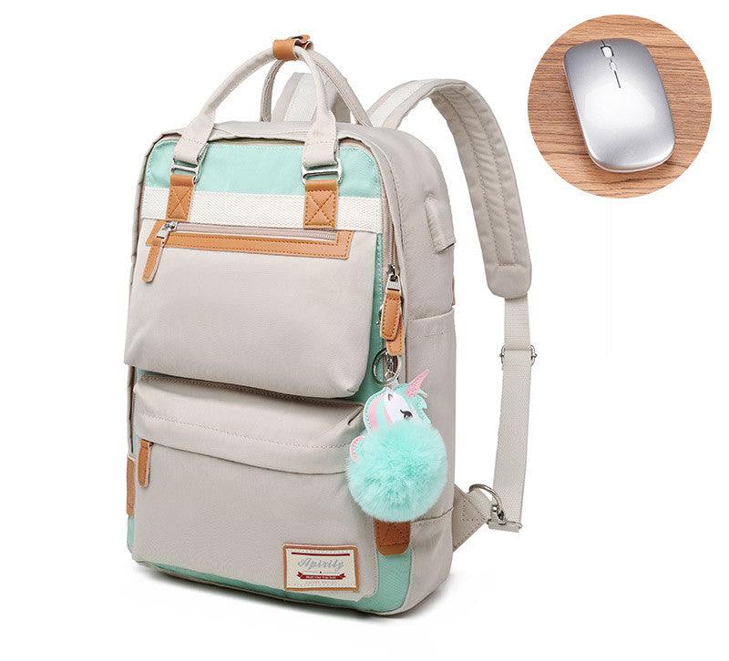 Elegante mochila impermeable para mujer con compartimento para portátil de 15,6 pulgadas.