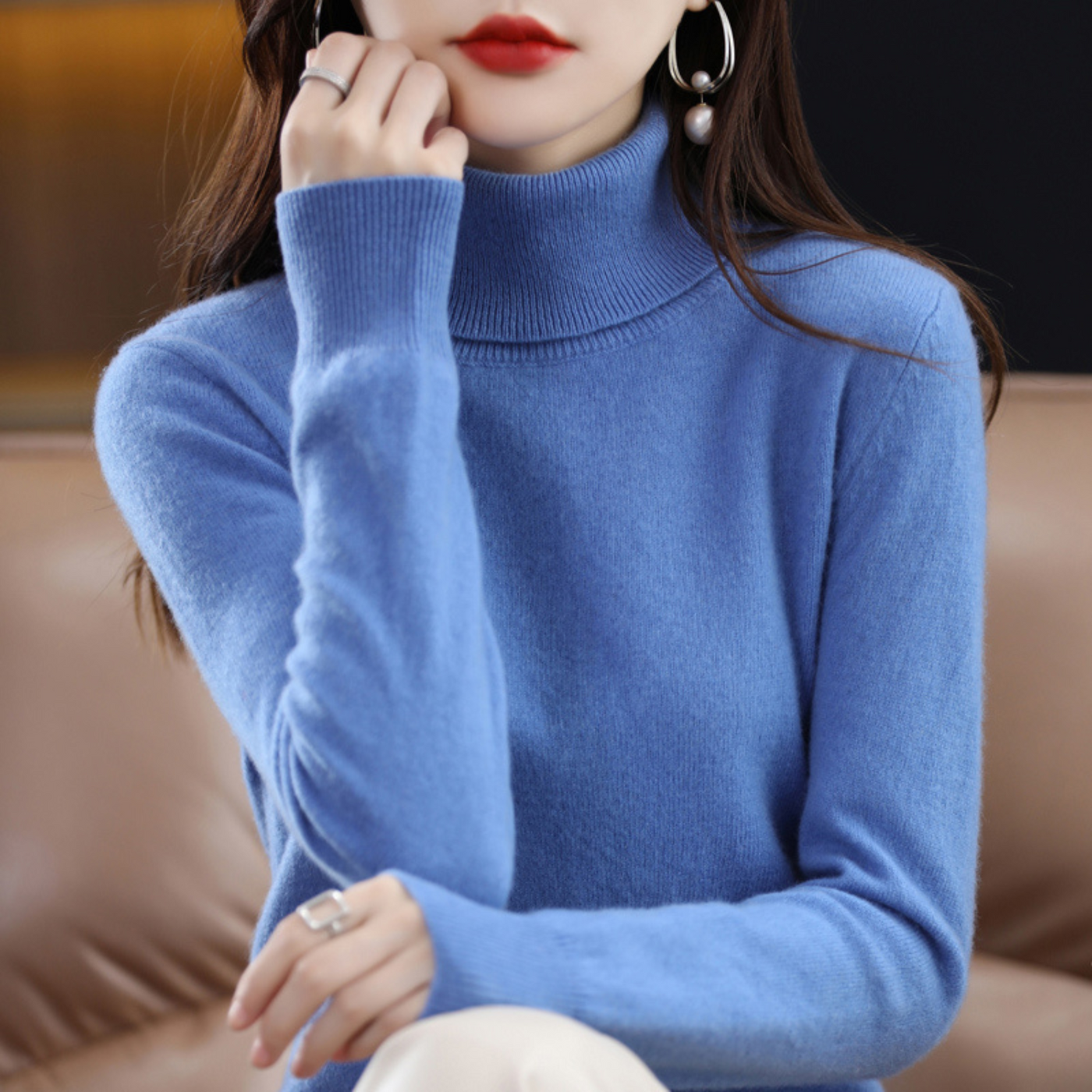 Luxe Kaschmir Damen Rollkragenpullover - Elena
